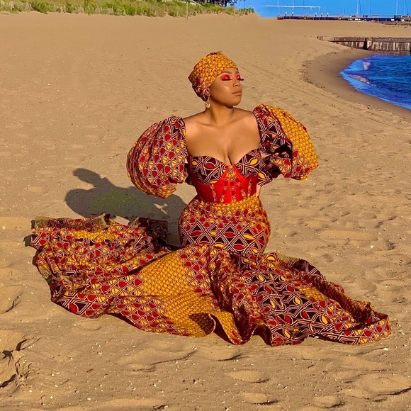 Custom African Print Gown - Picture 1 of 4